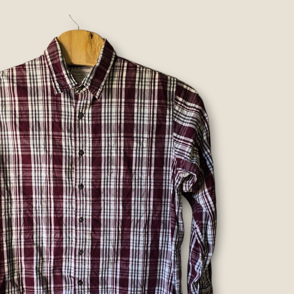 Wrangler‎ Jeans Co. Men's Long Sleeve Plaid Button Down Shirt Large 100% Cotton
